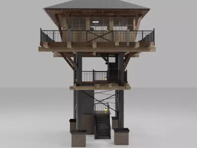 Fire Lookout Tower Architecture Build Free 3D model