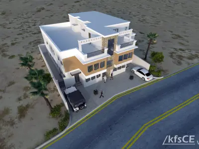 APARTMENT building with car parked 3D model
