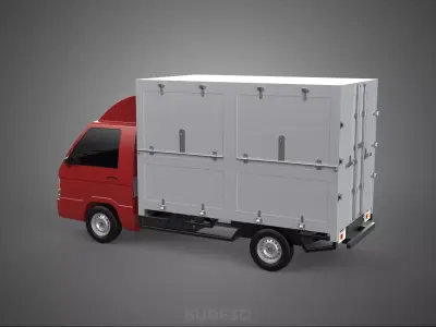 CARGO BOX TRUCK PICKUP FREIGHT CUBE VAN CAR COURIER PARCEL CARRY 3D model