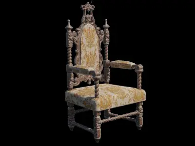 Renaissance Style HighBacked Chair 2 model Low-poly 3D model