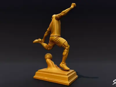 Golden Soccer Statue Low-poly 3D model