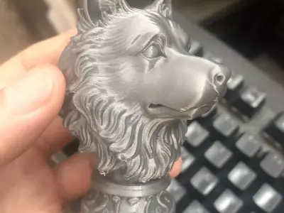 Samoyed head sculpture 3D print model