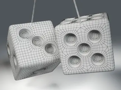 Pink Furry Car Mirror Dice 3D model