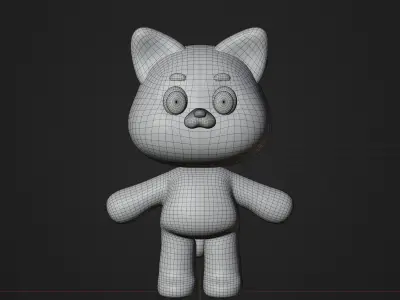 Cute Black Cat Cartoon Low-poly 3D model