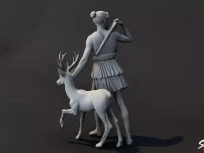 Artemis Statue Low-poly 3D model