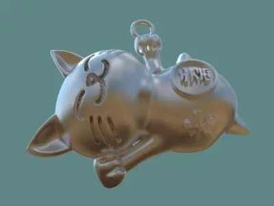 Lucky Cat Maneki-Neko pendant 3D print model