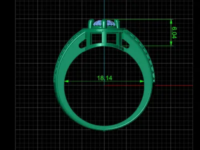 STL 3DM Print Ready Women Diamond Ring Lightweight Printable  3D print model 163