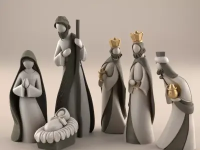 Modern Nativity Set STL File Christmas Decor 3D Print 3D print model