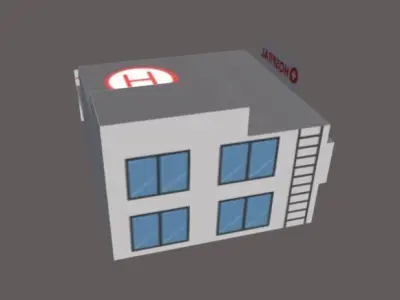Hospital Low-poly 3D model Low-poly 3D model building Free low-poly 3D model