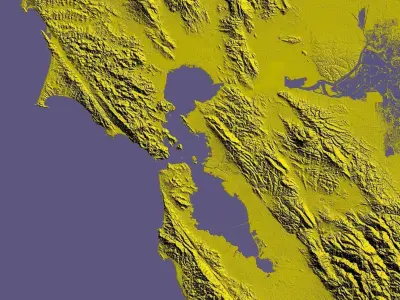 San Francisco Bay area terrain topography elevation model 3D print model