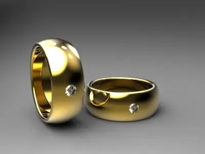 Ring three gold wedding rings Free 3D print model