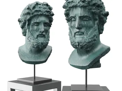 Greek bust stripes Low-poly 3D model