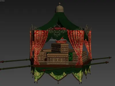 Palanquin 2 traditional islamic tent with canopy 3D model