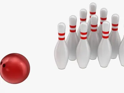 Bowling Ball and Pins Low-poly 3D model