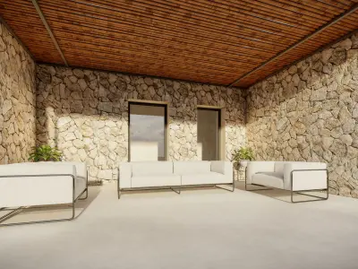 landscape water pool contours summer house sketchup lumion file 3D model