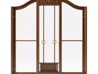 Classic Wooden Double Glass Door Low-poly 3D model
