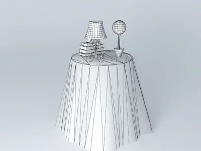 corner table with towel dressed side table Free 3D model