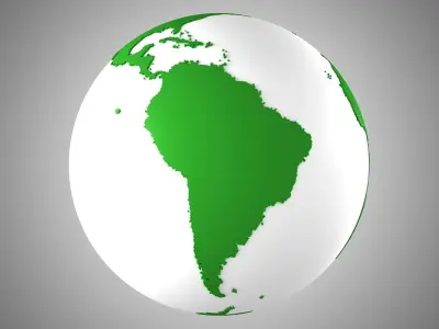 Solid Color Dark Green White Globe 3D model