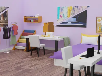 Sowon Bedroom Low-poly 3D model