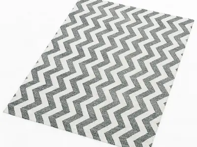 Restoration Hardware Pointe Flatweave Rug- Ivory Charcoal 3D model