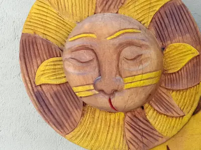 Hand Carved Wood Decorative Lion Statue 3D model