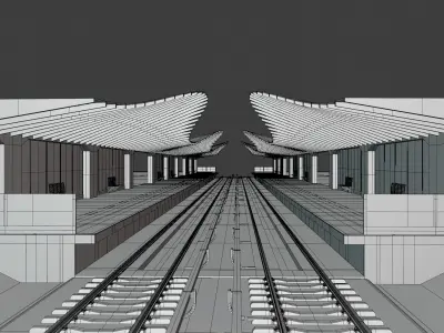 Railway station concept 3D model
