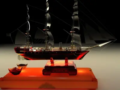 Chinese sail boat 3D model