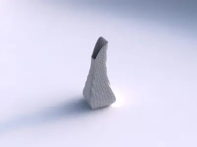Vase top bent rectangle 2 with twisted diagonal grid plates 3D print model