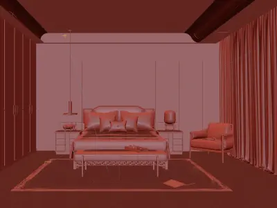  Chinese Bedroom interior 136 3D model
