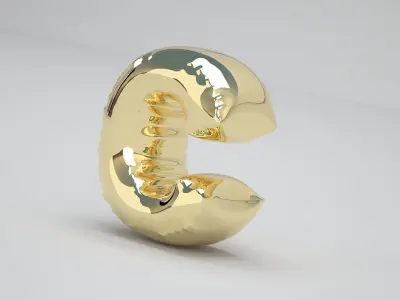 Gold C Balloon 3D model