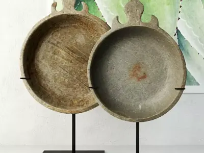 18th-19th Century Indian Stone Trays 3D model
