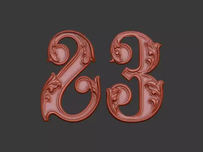 number 23 design detail soft organic soft  3D print model