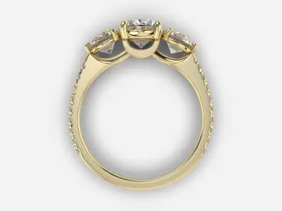 Three Stone diamond Ring 3D print model get