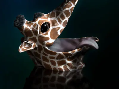 Giraffe with Tongue STL 3D Print Model  3D print model