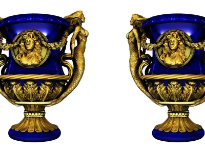 Mermaid decorative vase 80 3D model