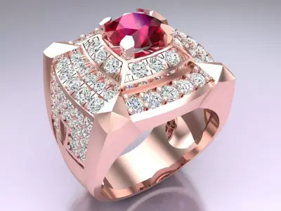 Diamond Rings - Mens Ring - N5238 3D print model