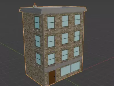 Stylized Low Poly Brick Apartment  Game Ready 3D model