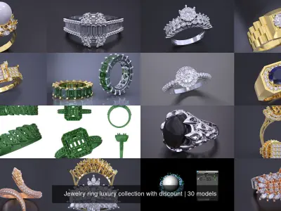 Jewelry ring luxury collection with discount 3D Model Pack