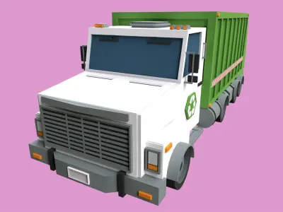 Lowpoly Garbage Truck Low-poly 3D model