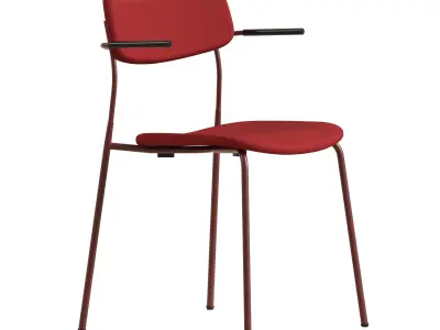 Ella Chair Upholstered Four Leg Base Short Armrests by Martela 3D model