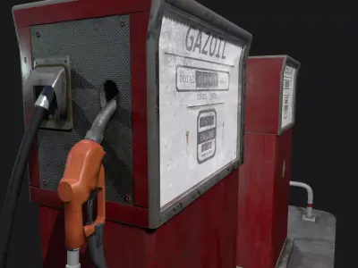 classic gas pump station Low-poly 3D model