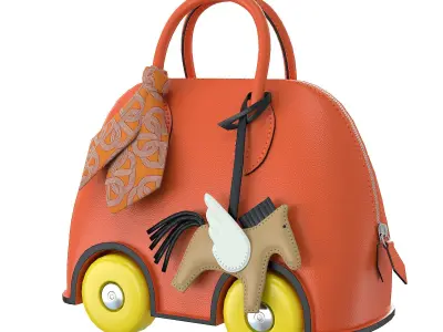 Hermes Mini Bolide Bag On Wheels Orange Low-poly 3D model
