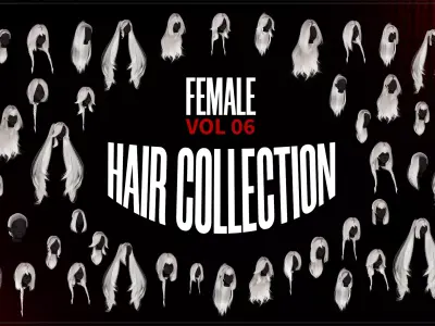 Female Hair Collection 06 - Game Ready Low-poly 3D model