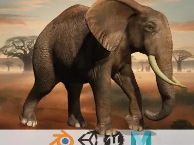 Elephant model Low-poly 3D model purchase