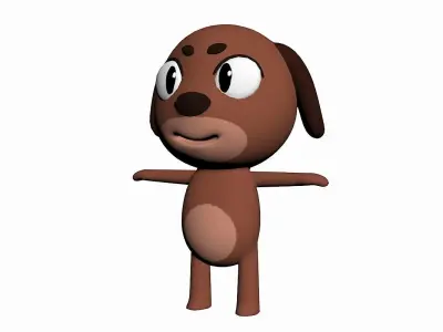 Cartoon Dog Character Low-poly 3D model