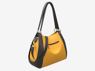 Women shoulder yellow leather bag 3D model