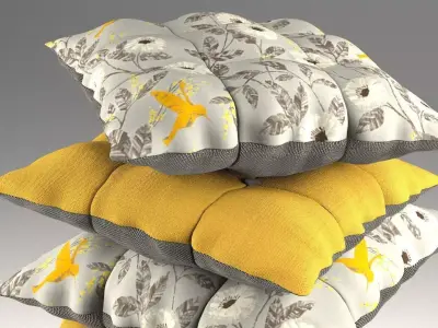 Buttoned Pillow Set 3D model
