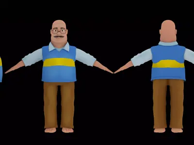 Old Bald Man Low-poly 3D model