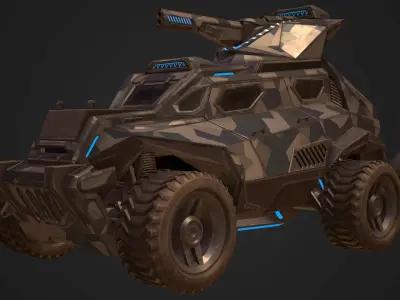 Sci-FI Armored Military Vehicle PBR Low-poly 3D model