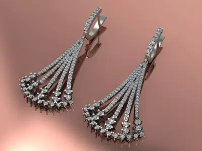 Jewelry Earrings Brand Gold Diamond 3D print model buy